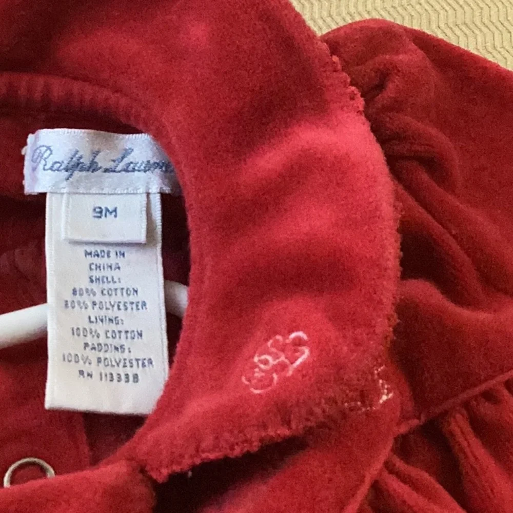 EUC Ralph Lauren red velour onesie